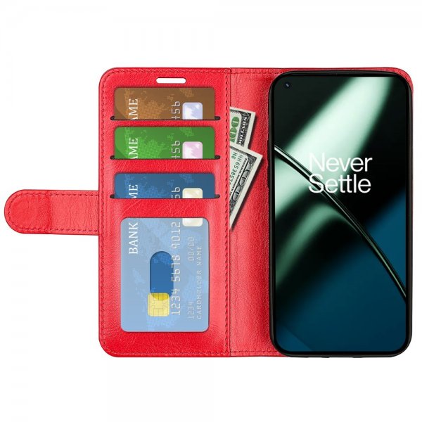 OnePlus 11 Kotelo Nahkatekstuuri Punainen