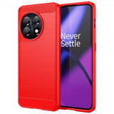 OnePlus 11 Kuoret Harjattu Hiilikuitukuvio Punainen
