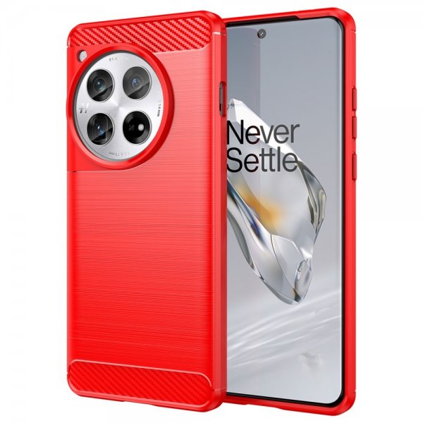 OnePlus 12 Kuoret Harjattu Hiilikuitukuvio Punainen