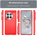 OnePlus 12 Kuoret Harjattu Hiilikuitukuvio Punainen
