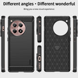 Mofi OnePlus 12R -kuori, harjattu hiilikuitukuviointi, sininen