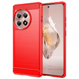 Mofi OnePlus 12R Kuori Harjattu hiilikuitukuvio Punainen