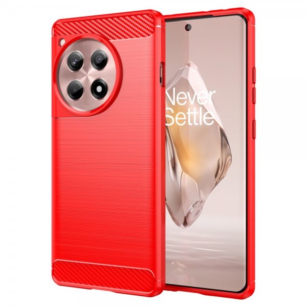 OnePlus 12R Kuori Harjattu Hiilikuitutekstuuri Punainen