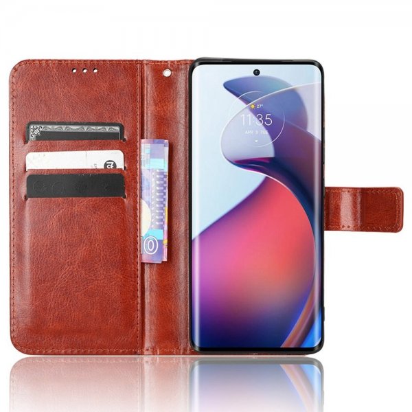 Motorola Edge 30 Fusion Suojakuori Nahkakuviointi Ruskea