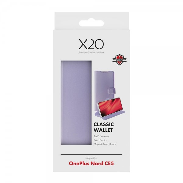 X2O OnePlus Nord CE5 Suojakuori Classic Wallet Lavender
