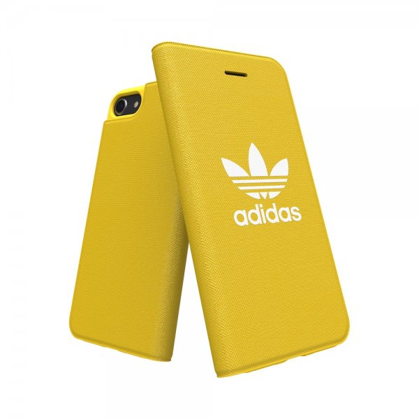 Adidas iPhone 6/6S/7/8/SE suojakuori TAI lompakkokotelo ADICOLOR SS18 keltainen