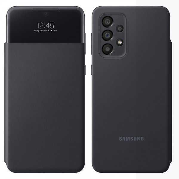 Samsung Alkuperäinen Galaxy A33 5G Kotelo Smart S View Wallet Cover Musta