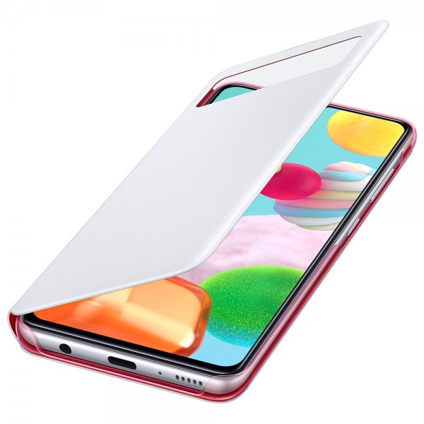Samsung alkuperäinen Galaxy A41 -suojakotelo Smart S View Wallet Cover, valkoinen