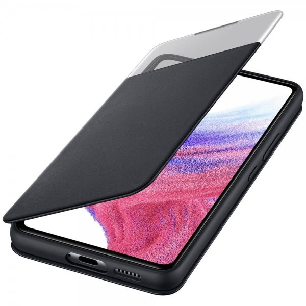 Samsung Alkuperäinen Galaxy A53 5G -suojakotelo Smart S View Wallet Cover musta