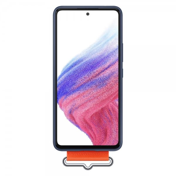 Samsung Original Galaxy A53 5G Silikonikotelo hihnalla Laivastonsininen