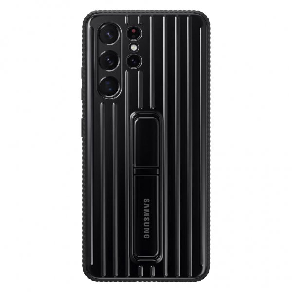 Samsung Alkuperäinen Galaxy S21 Ultra Suojakuori Jalustalla Musta