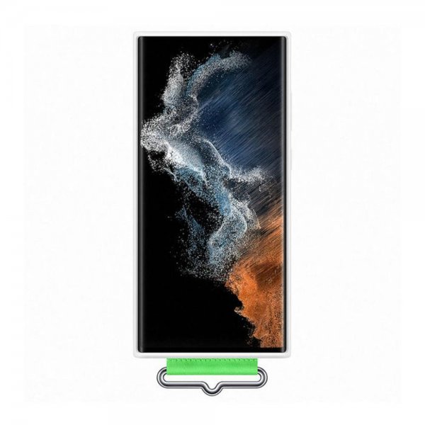 Samsung alkuperäinen Galaxy S22 Ultra -silikonisuojakuori hihnalla, valkoinen