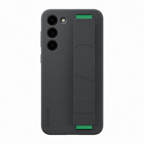 Samsung alkuperäinen Galaxy S23 Plus -silikonikotelo kahvalla, musta