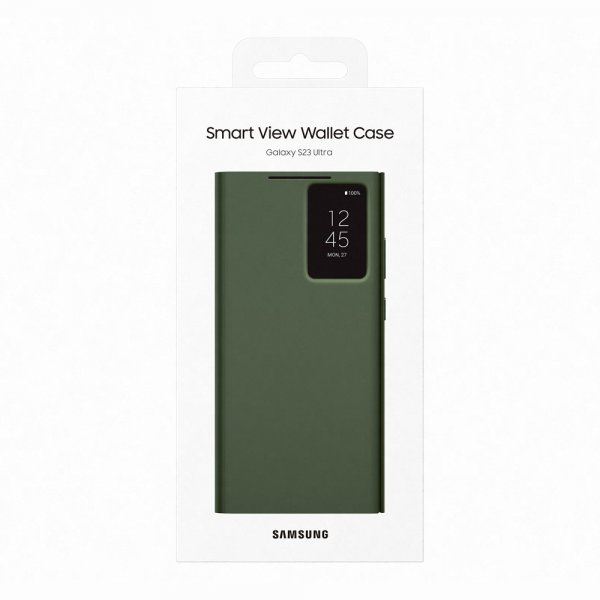 Samsung Alkuperäinen Galaxy S23 Ultra Kotelo Smart View Wallet Case Khaki
