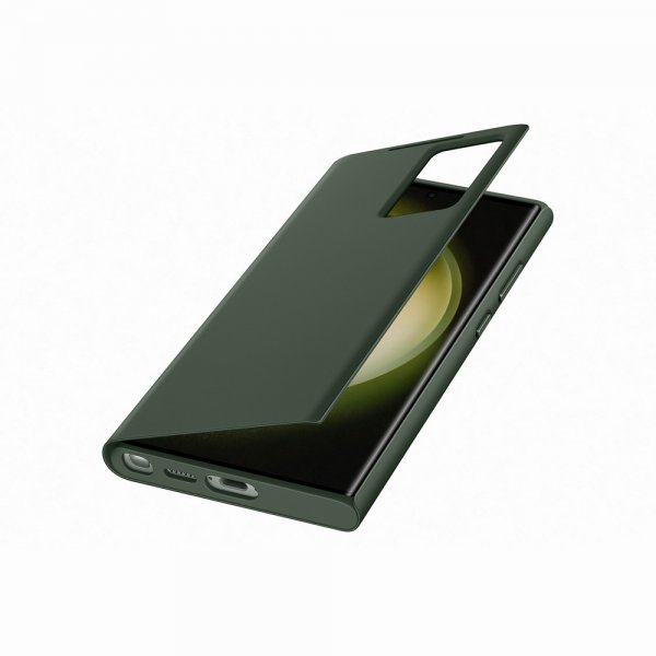 Samsung Alkuperäinen Galaxy S23 Ultra Kotelo Smart View Wallet Case Khaki