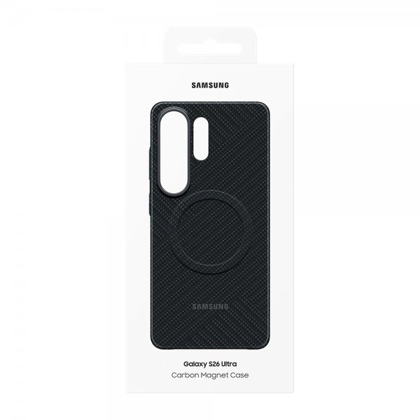 Samsung Alkuperäinen Galaxy S26 Ultra Kuori Hiilikuitu Magneettikotelo Musta