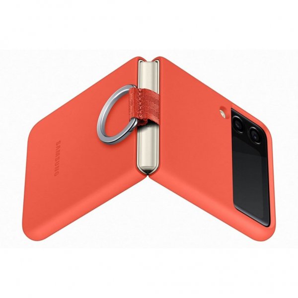 Samsung Original Galaxy Z Flip 3 -silikonisuojakuori renkaalla, koralli