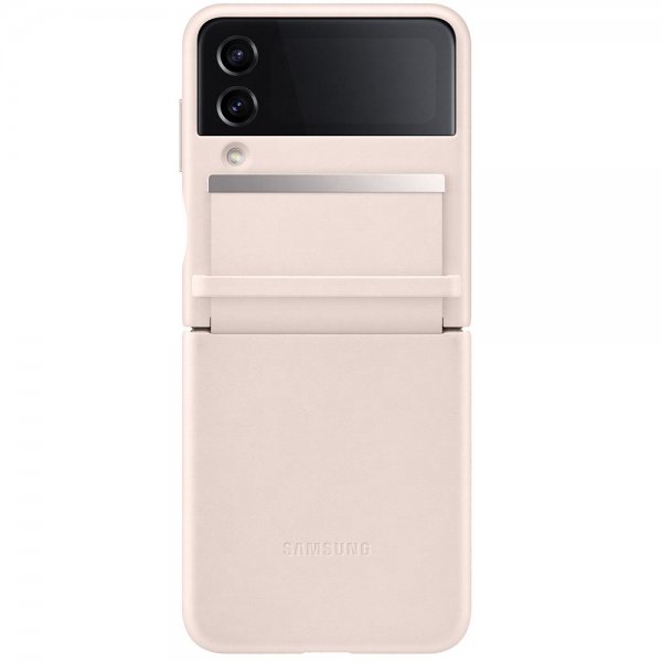 Samsung Alkuperäinen Galaxy Z Flip 4 Flap Leather Cover -suojakuori, persikka