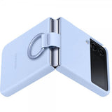 Samsung Alkuperäinen Galaxy Z Flip 4 Kuori Silikonisuojakuori renkaalla Arctic Blue