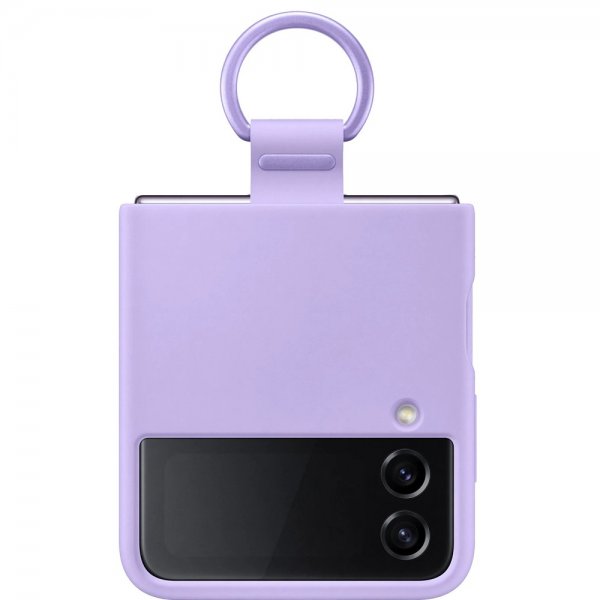 Samsung Alkuperäinen Galaxy Z Flip 4 Kuori Silikonisuojakuori Sormuspidikkeellä Bora Purple