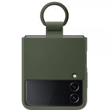 Samsung alkuperäinen Galaxy Z Flip 4 -silikonisuojakuori sormuspidikkeellä, khaki