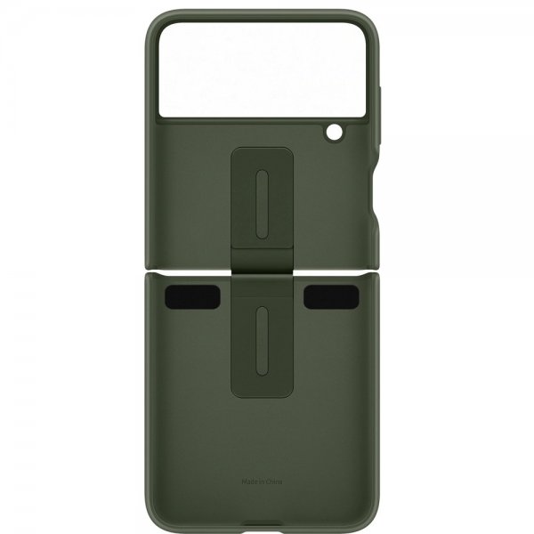 Samsung alkuperäinen Galaxy Z Flip 4 -silikonisuojakuori sormuspidikkeellä, khaki