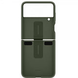 Samsung alkuperäinen Galaxy Z Flip 4 -silikonisuojakuori sormuspidikkeellä, khaki