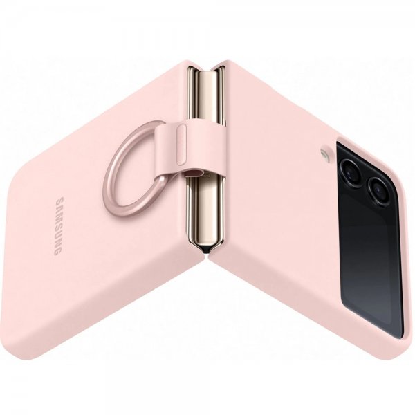 Samsung Alkuperäinen Galaxy Z Flip 4 Kuori Silicone Cover with Ring Pinkki