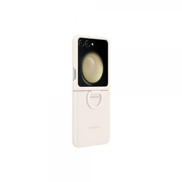 Samsung Original Galaxy Z Flip 5 Silikonisuojakuori renkaalla, kerma
