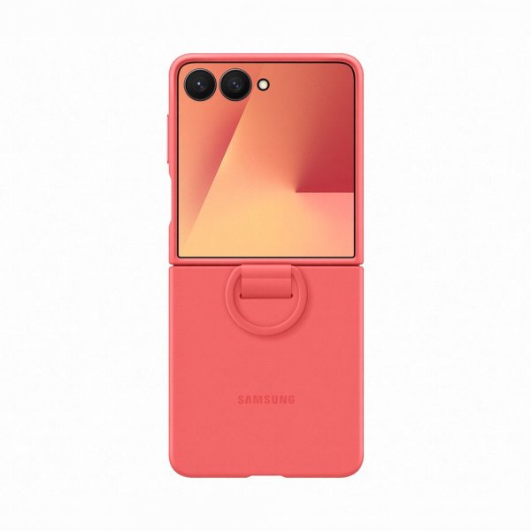 Samsung Original Galaxy Z Flip 7 Kuori Sormuskotelo Silikoni Punainen