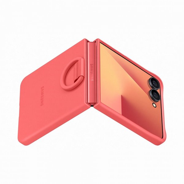 Samsung Original Galaxy Z Flip 7 Kuori Sormuskotelo Silikoni Punainen