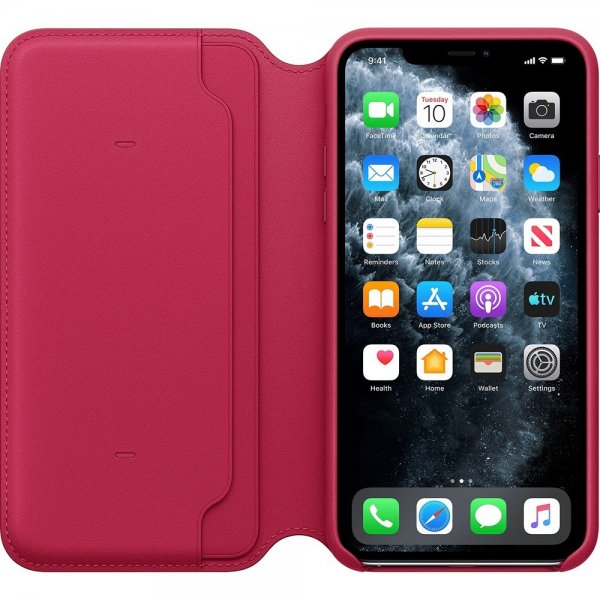 Apple alkuperäinen iPhone 11 Pro Max -nahkakotelo, vadelma