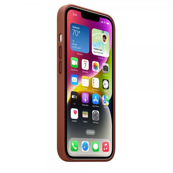 Apple alkuperäinen iPhone 14 -nahkakuori MagSafella, umbra