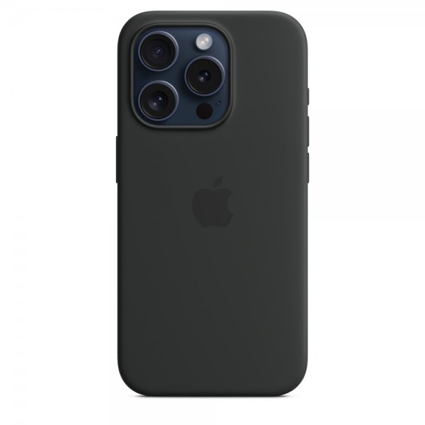 Apple Alkuperäinen iPhone 15 Pro Max Silikonikuori MagSafe Musta