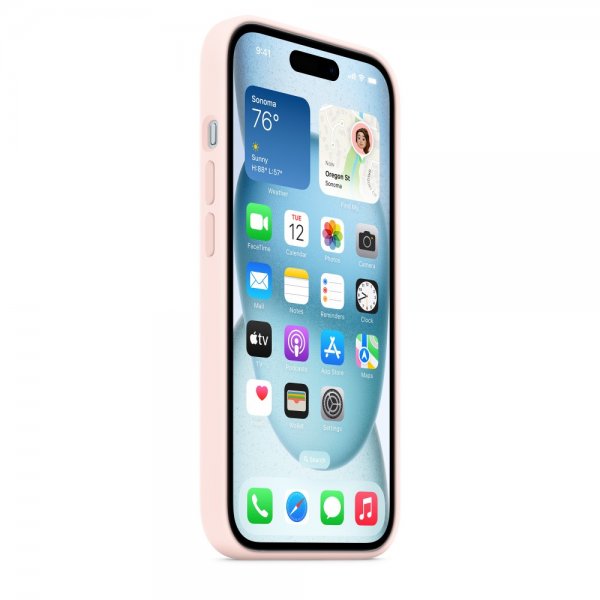 Apple Alkuperäinen iPhone 15 Silikonikuori MagSafella, Vaaleanpunainen