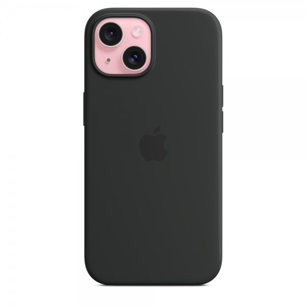 Apple Alkuperäinen iPhone 15 Silikonikuori MagSafe Musta