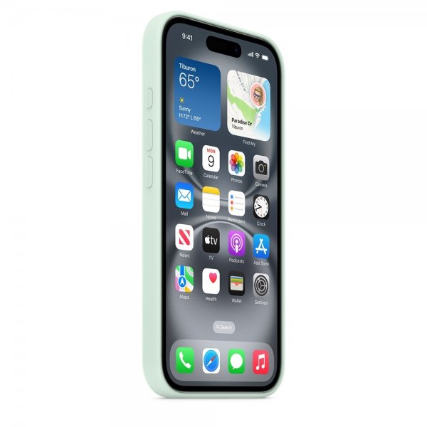 Apple alkuperäinen iPhone 16 -silikonisuojakuori MagSafe, akvamariini