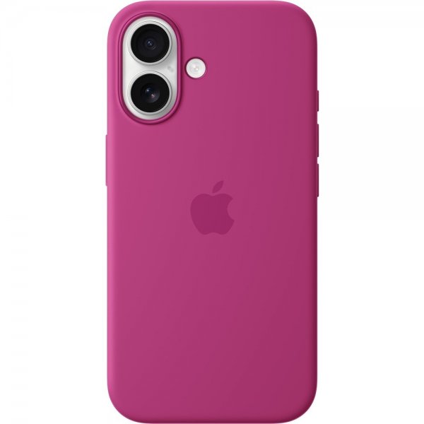 Apple alkuperäinen iPhone 16 -silikonisuojakuori MagSafella, fuksia