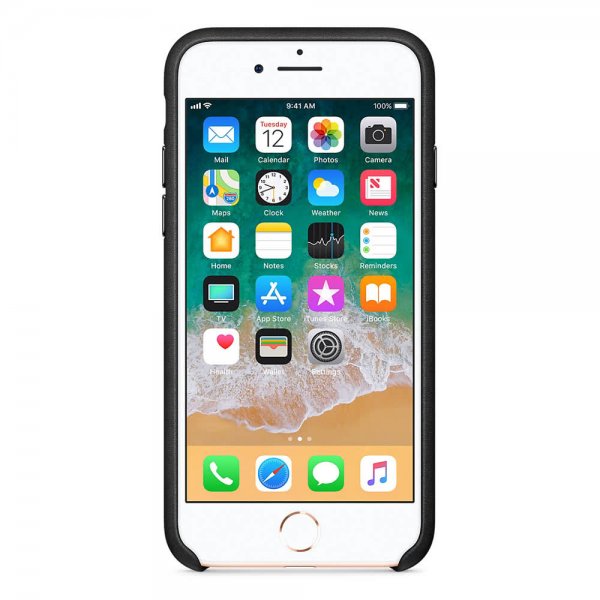 Apple Alkuperäinen iPhone 8 Nahkakuori Musta