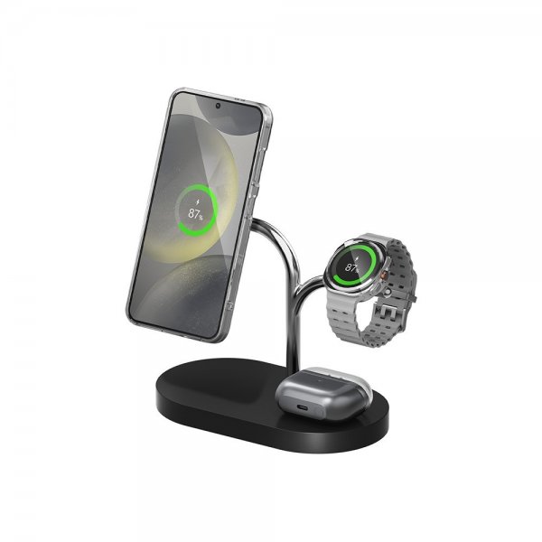 Samsung Alkuperäinen Langaton Laturi 3in1 Wireless Charger Qi2 Magneettinen Musta