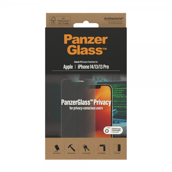 PanzerGlass iPhone 13/iPhone 13 Pro/iPhone 14 Classic Fit Privacy -näytönsuoja