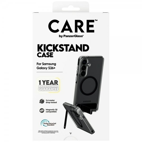 CARE by PanzerGlass Samsung Galaxy S26 Plus -suojakuori jalustalla MagSafe Läpinäkyvä