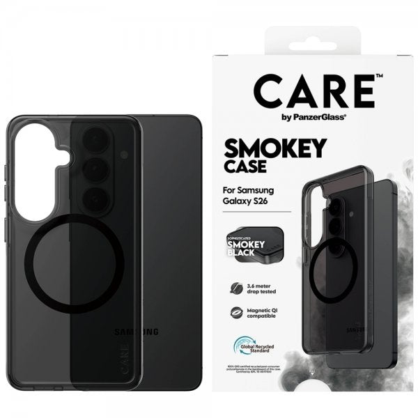 CARE by PanzerGlass Samsung Galaxy S26 -suojakuori, Smokey MagSafe, musta