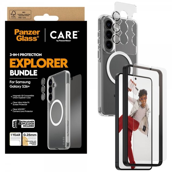 PanzerGlass Samsung Galaxy S26 Plus 3-in-1 -suojauspaketti