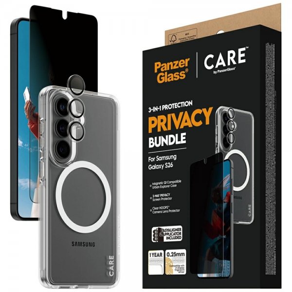 PanzerGlass Samsung Galaxy S26 3-in-1 -suojaussarja (Privacy Bundle)