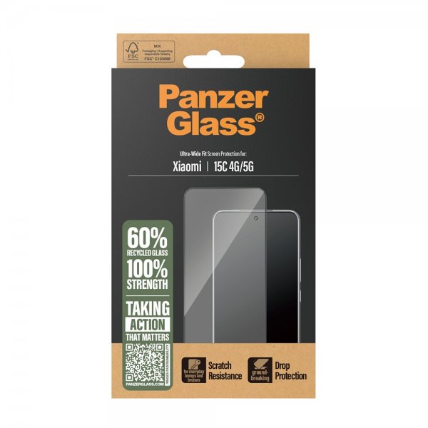 PanzerGlass Xiaomi Redmi 15C -näytönsuoja Ultra-Wide Fit