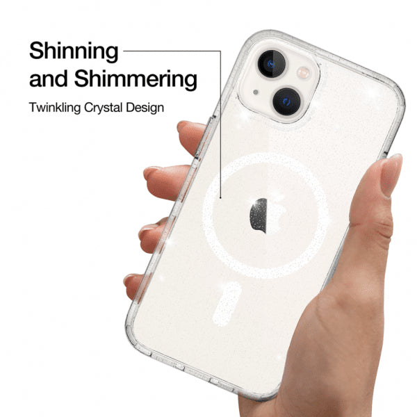 Just Mobile iPhone 14 -suojakuori TENC BlingBling MagSafe, läpinäkyvä