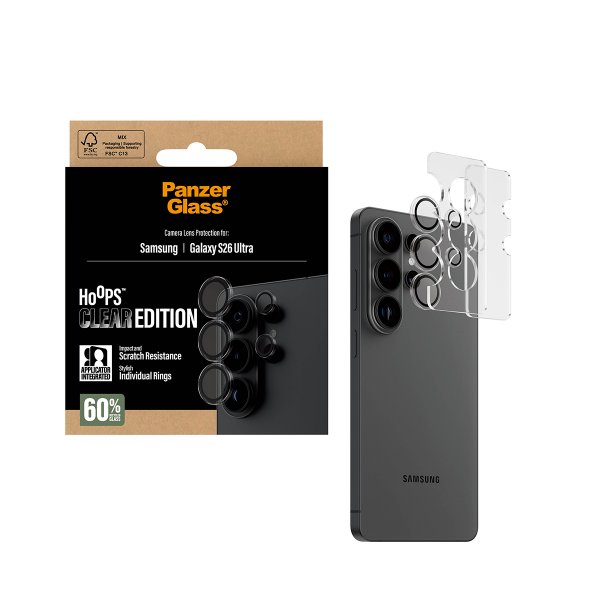 PanzerGlass Samsung Galaxy S26 Ultra Kameran suojarengas Hoops Läpinäkyvä