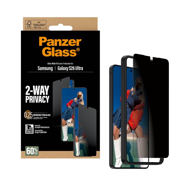 PanzerGlass Samsung Galaxy S26 Ultra -näytönsuoja Ultra-Wide Fit Privacy EasyAligner
