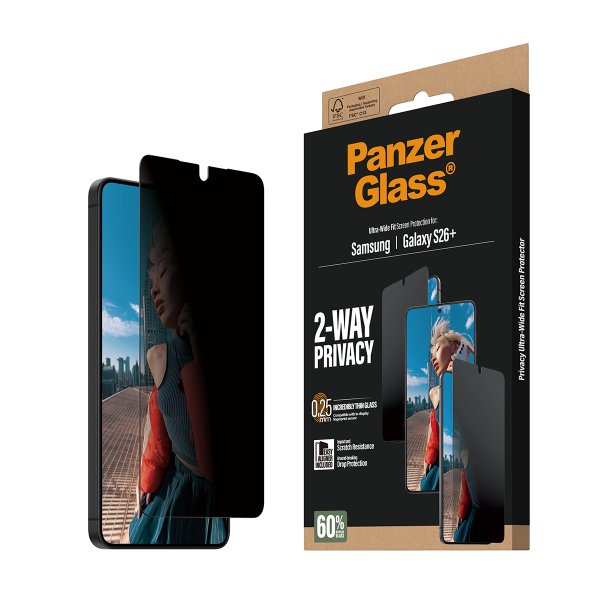 PanzerGlass Samsung Galaxy S26 Plus -näytönsuoja Ultra-Wide Fit Privacy EasyAligner